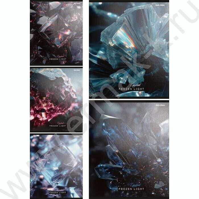 Тетрадь  48л клетка "Завораживающие кристаллы" /твин-лак/ 5видов NEW | Фото 1