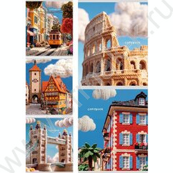 Тетрадь  48л клетка "Вязаные города" /холст/ 5видов NEW | Фото 1