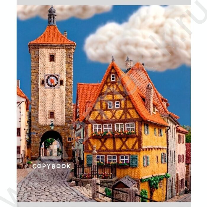 Тетрадь  48л клетка "Вязаные города" /холст/ 5видов NEW | Фото 4