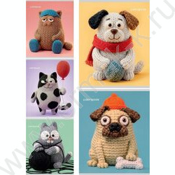 Тетрадь  48л клетка "Вязаные животные" /холст/ 5видов NEW | Фото 1