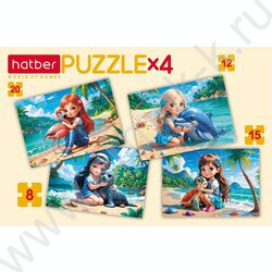 Пазлы   4в1 Тропические друзья 8-12-15-20эл NEW | Фото 2