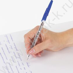 Ручка шар 1мм, линия письма 0,7мм, "C-51" синяя /прозр.корпус NEW | Фото 8