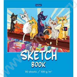 Скетчбук  80 А5 спираль закрытая "КотоБанда" тв.обл.Soft-touch,без линовки 100г/кв.м NEW | Фото 1