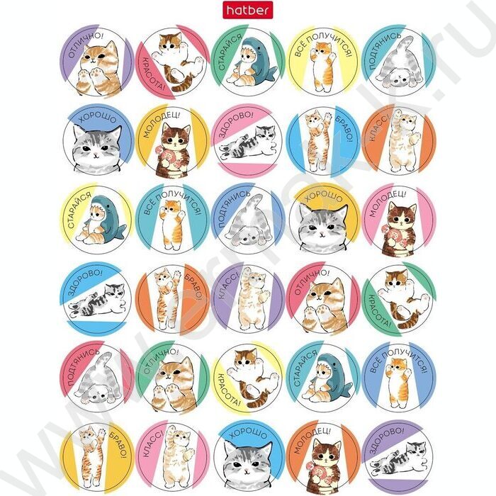 Набор наклеек А6 Оценки и поощрения_Котики 4л/115шт NEW | Фото 3