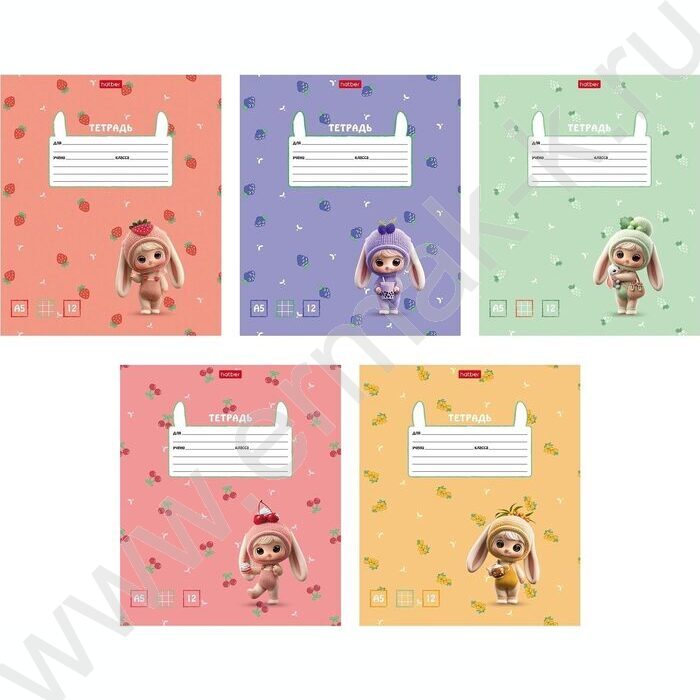 Тетрадь  12л клетка "Berri-Фрутоняшки" /тиснение/ 5видов NEW | Фото 1