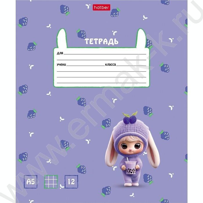 Тетрадь  12л клетка "Berri-Фрутоняшки" /тиснение/ 5видов NEW | Фото 3