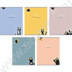 Тетрадь  48л линейка "Пушистый философ" /тиснение/ 5видов NEW | Фото 1