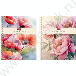 Тетрадь  96л клетка/спираль/перфорация на отрыв/многоцветный срез "Ботаника" /ламинация Soft-tou NEW | Фото 1