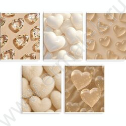 Тетрадь  48л клетка "Бежевые сердца" /выб.Уф-лак/ ассорти NEW | Фото 1