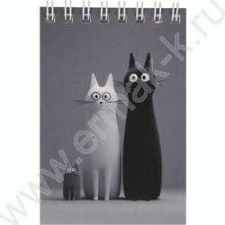 Блокнот  40л А7 спираль "Черно-белые коты" /УФ-лак сплошной/ NEW | Фото 1
