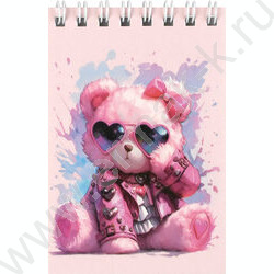 Блокнот  40л А7 спираль "Розовый мишка" /УФ-лак сплошной/ NEW | Фото 1