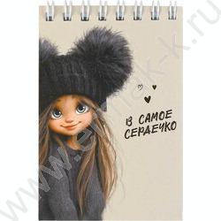 Блокнот  40л А7 спираль "Девчонка в шапке" /УФ-лак сплошной/ NEW | Фото 1
