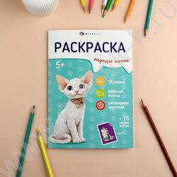 Раскраска 165*235 Породы.Коты с наклейками NEW | Фото 4