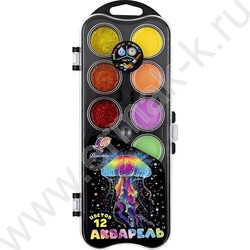 Акварель медовая 12цв  Фантазия (с блестками + пастельные) б/кисточки п/у европодвес NEW | Фото 1