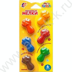 Мелки восковые  6цв Кроха /фигурные "Лапки" / европодвес NEW | Фото 1