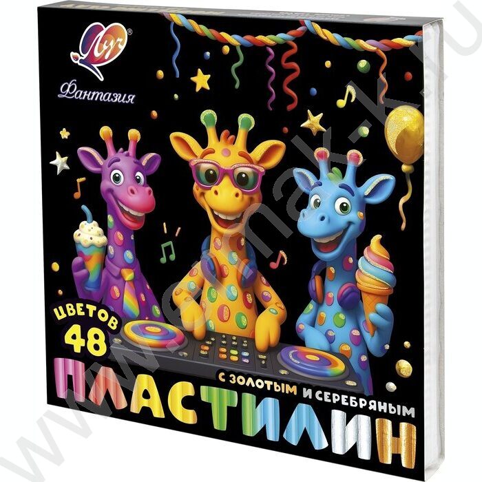 Пластилин 48цв 636г Фантазия классический + пастелный + золотой + серебряный +стек NEW | Фото 1