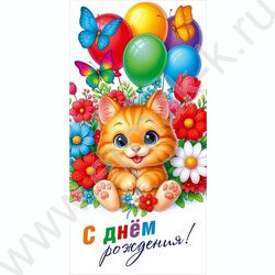 Конверт д/денег  83*167мм  "С Днём Рождения!" NEW | Фото 1