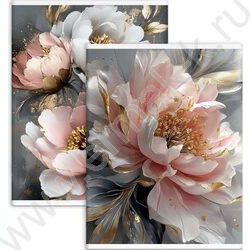 Тетрадь  80л А4 клетка/перевертыш "Пионы с золотом" NEW | Фото 1