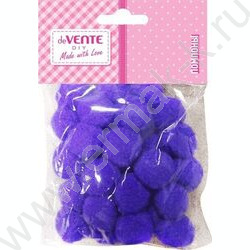 Помпоны d-25мм 20шт, цвет фиолетовый, европодвес NEW | Фото 1
