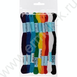 Нитки для вышивания мулине "Ученический" 100%хлопок 9цв*8м ассорти NEW | Фото 2