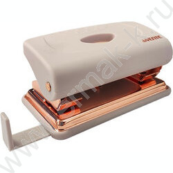 Дырокол  12л пластик Esthetics /линейка /лавандово-пепельный, с метал. базой цвета розового золо NEW | Фото 1