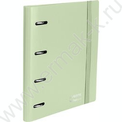 Тетрадь  80л А5 клетка/кольца /тв. обл. /резинка для фиксации /оливковая NEW | Фото 1