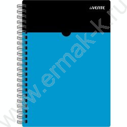 Тетрадь  80л А5 клетка/кольца /пластик обл. с карманом / "MonoChrome" /черный с неоновым голубым NEW | Фото 1