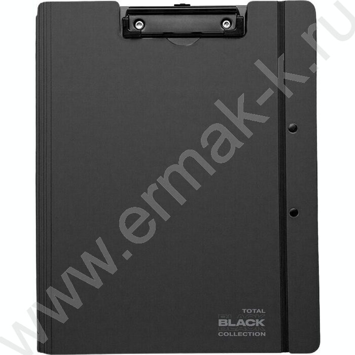 Клипборд А4 "TOTAL BLACK" c 2-мя клипами /толщина 2 мм /фактура "песок" пенный уплотнитель, черн | Фото 1