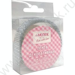 Клейкая лента декоративная 1,6*0,5 Стразы, акриловые стразы на полиэтиленовой основе /белая NEW | Фото 1