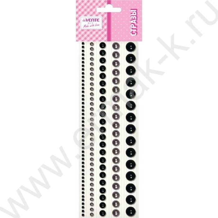 Наклейки-стразы акриловые "DIY Pearls" 5 размеров, 115шт /цвет черного бриллианта /блистер | Фото 1