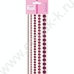 Наклейки-стразы акриловые "DIY Pearls" 5 размеров, 115шт /рубиновые /блистер NEW | Фото 1