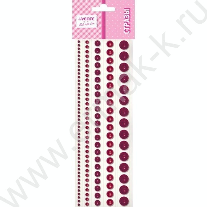 Наклейки-стразы акриловые "DIY Pearls" 5 размеров, 115шт /рубиновые /блистер | Фото 1