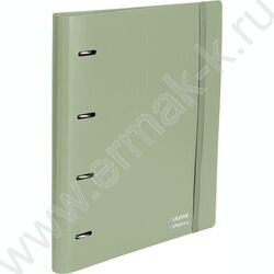 Папка 4 кольца 30мм "sigNATURE" фактура "песок" 2,5мм, карман внутр. /оливковая NEW | Фото 1