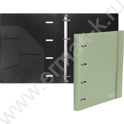 Папка 4 кольца 30мм "sigNATURE" фактура "песок" 2,5мм, карман внутр. /оливковая NEW | Фото 2