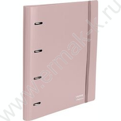 Папка 4 кольца 30мм "sigNATURE" фактура "песок" 2,5мм, карман внутр. /пудрово розовая NEW | Фото 1