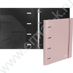 Папка 4 кольца 30мм "sigNATURE" фактура "песок" 2,5мм, карман внутр. /пудрово розовая NEW | Фото 2