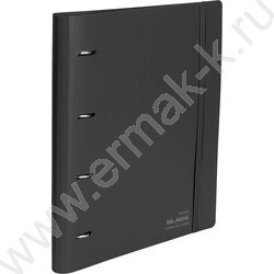 Папка 4 кольца 30мм "TOTAL BLACK" фактура "песок" 2,5мм, карман внутр. /черная NEW | Фото 1