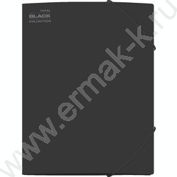 Папка на резинках "TOTAL BLA" толщина 2мм, фактура "песок", 2 угловые резинки, 3 клапана /черная NEW | Фото 1