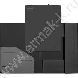 Папка на резинках "TOTAL BLA" толщина 2мм, фактура "песок", 2 угловые резинки, 3 клапана /черная NEW | Фото 2