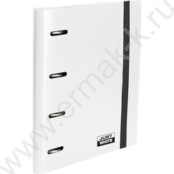 Тетрадь  80л А5 клетка/кольца /тв. обл. /резинка для фиксации "JUST WHITE" /белая NEW | Фото 1