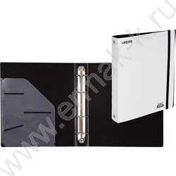 Папка 4 кольца 30мм A5 "JUST WHITE" фактура "soft-touch", карман внутр., /белая NEW | Фото 2