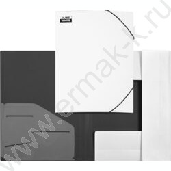 Папка на резинках "JUST WHITE" толщина 2 мм, 2 угловые резинки, 3 клапана /белая NEW | Фото 2