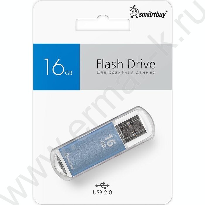 Съемный носитель информации 16GB USB Flash Drive <USB 2.0> синий (металл. корпус) "V-Cut" | Фото 4