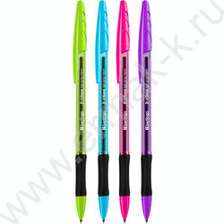 Ручка гелевая черная 0,5мм  "Tribase Gel grip neon", грип /ассорти NEW | Фото 1