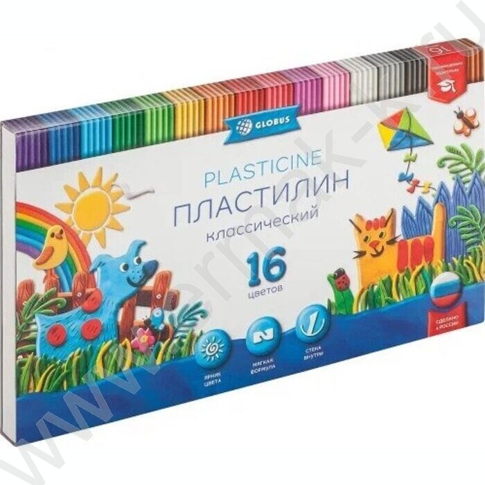 Пластилин  16цв 320г "КЛАССИЧЕСКИЙ" +стек NEW | Фото 1