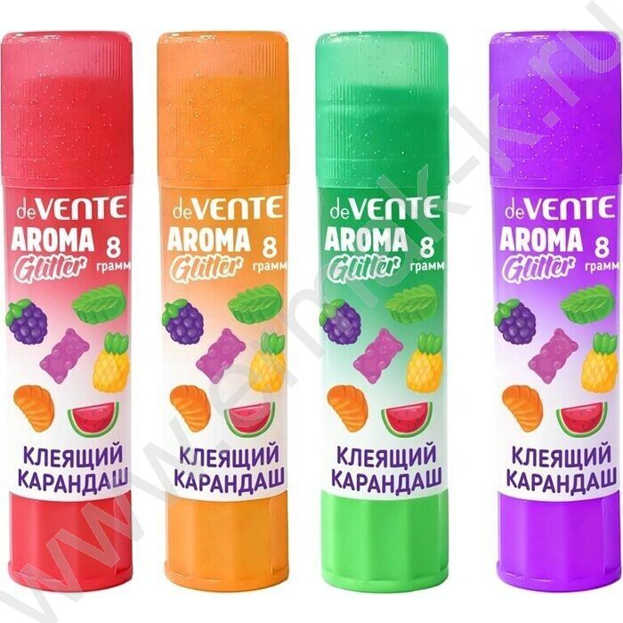 Клей-карандаш  8г "AROMA&GLITTER" /PVP основа/ в картонном дисплее с пластик. поддоном /ассорти | Фото 1