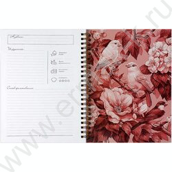 Книга д/записи кулинарных рецептов  60л А5 спираль "Птички" NEW | Фото 3