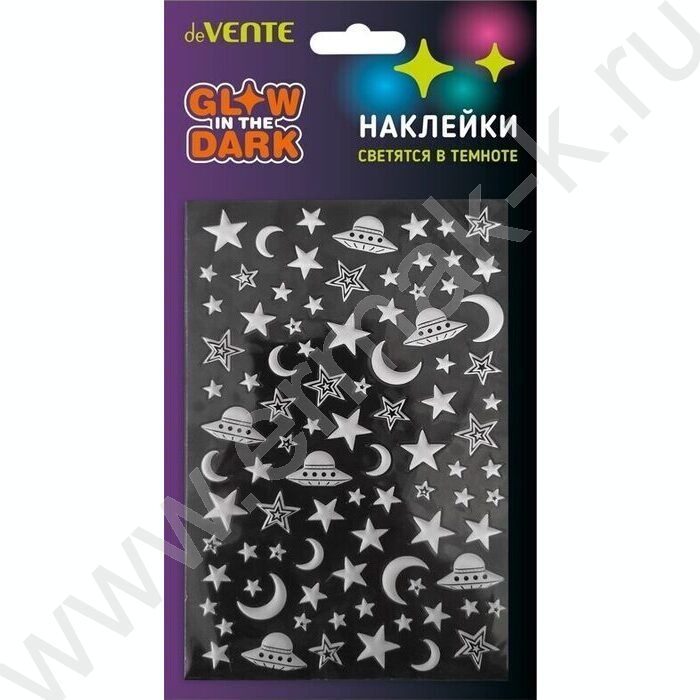 Наклейки объемные, мягкие, светящиеся в темноте 9,5*15см "Галактика", puff, многоразовые /блисте | Фото 1