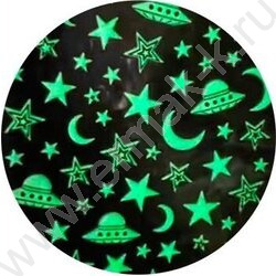 Наклейки объемные, мягкие, светящиеся в темноте 9,5*15см "Галактика", puff, многоразовые /блисте NEW | Фото 3