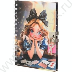 Блокнот  48л 15*11см "Девочка" спираль,цветная тв.обл. /ассорти/,блок-клетка.+замочек NEW | Фото 2